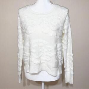 Sam Edelman Supersoft Crewneck Long Sleeve Ivory Cream Chunky Knit Sweater Small